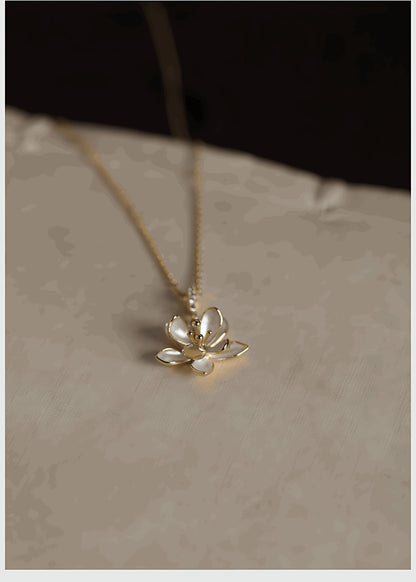 Chinese Bluebell Necklace, detail view of the handcrafted silver necklace