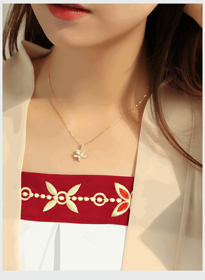 Chinese Bluebell Necklace, detail view of the handcrafted silver necklace