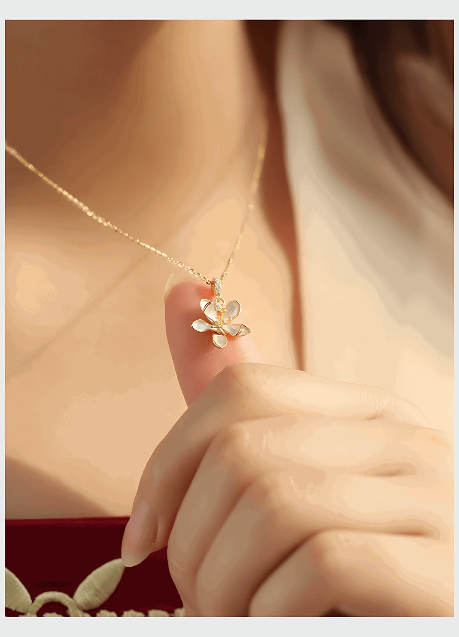 Chinese Bluebell Necklace, alternate view of the handcrafted silver necklace