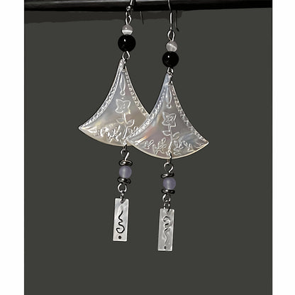 Chimes Earrings, detail view of the handcrafted silver earrings