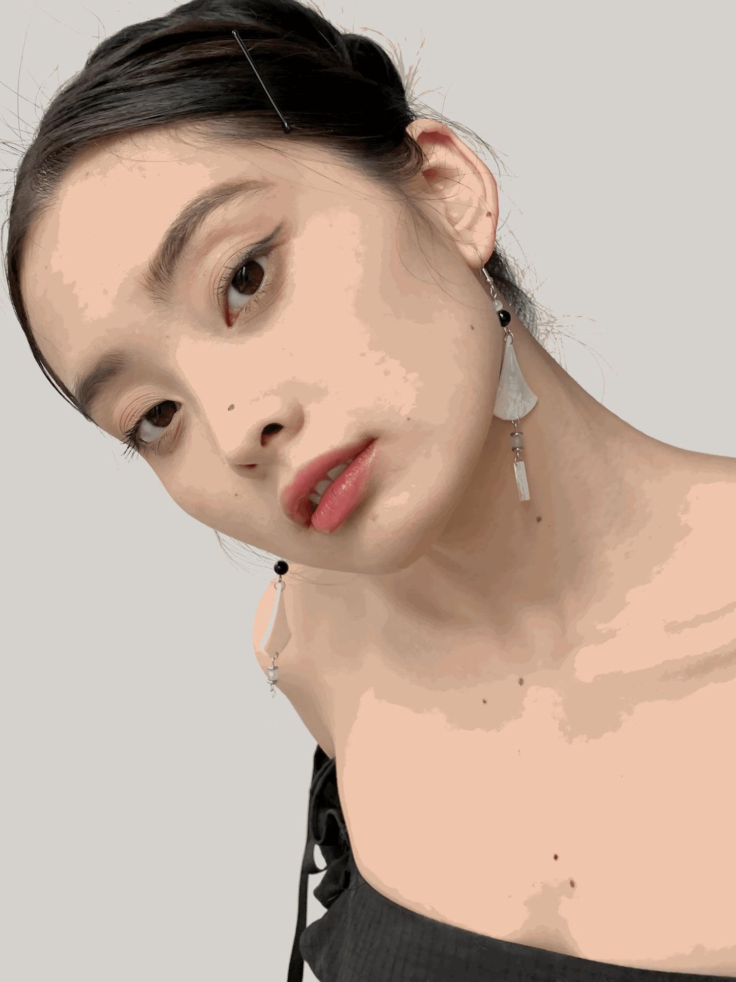 Chimes Earrings, detail view of the handcrafted silver earrings