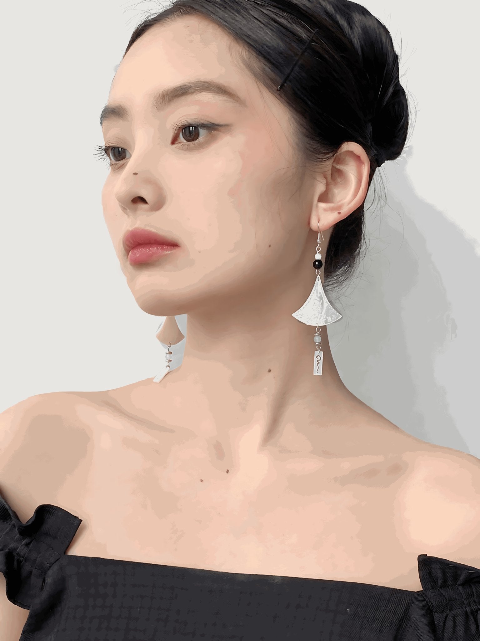 Chimes Earrings, alternate view of the handcrafted silver earrings