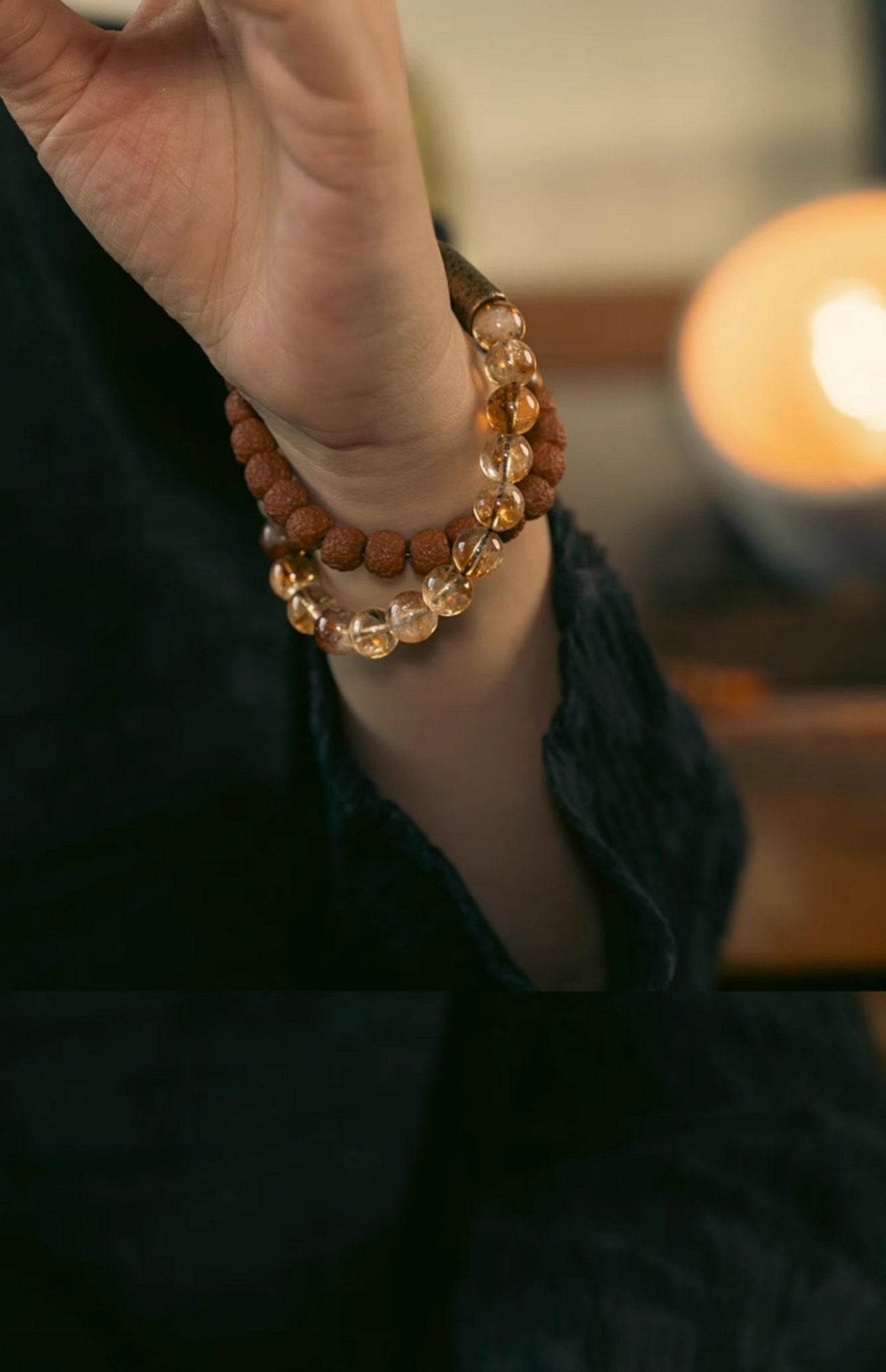 Chinese Citrine Vajra Bodhi Bracelet - jade jewelry - ORIENTGEM