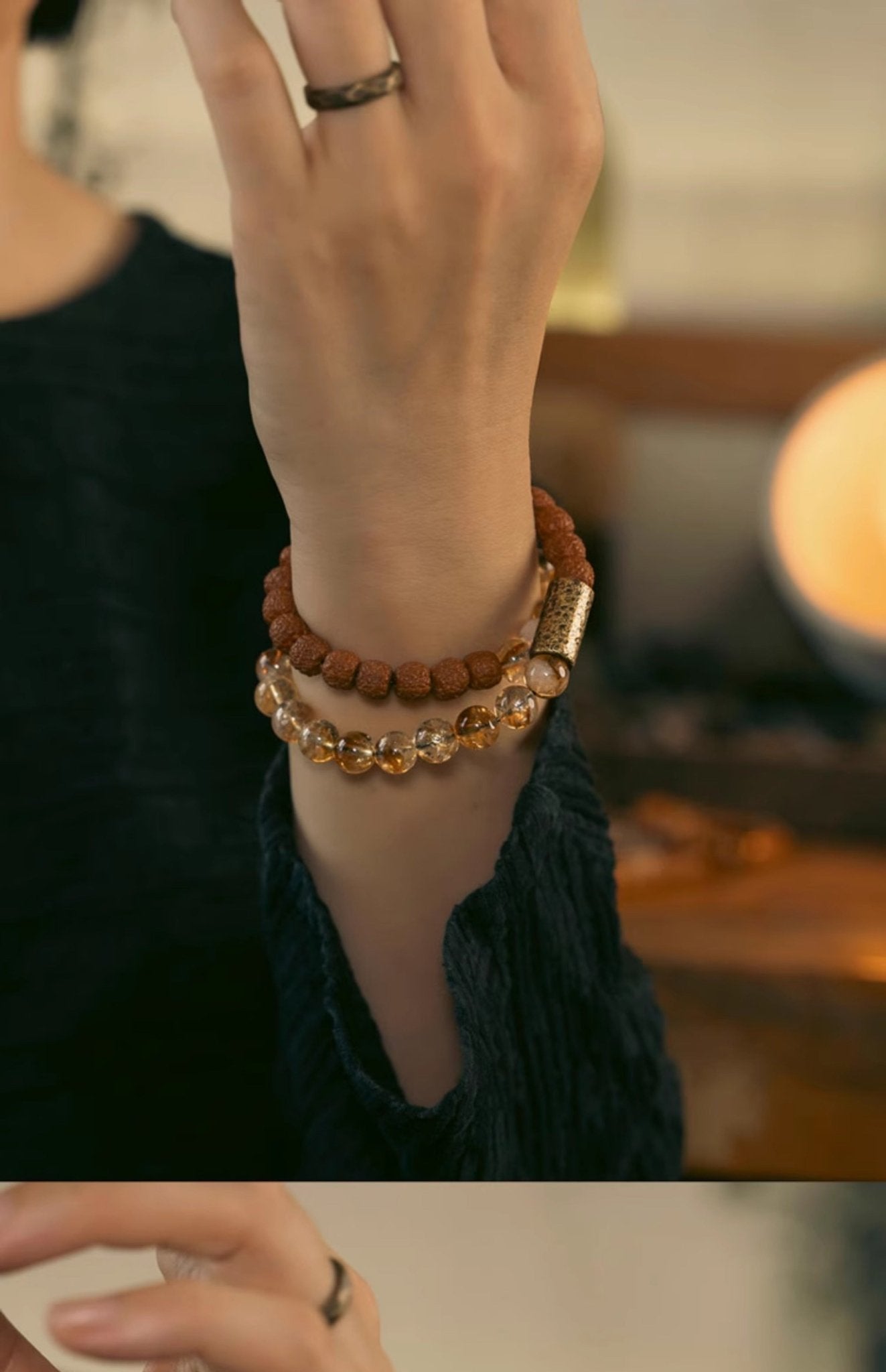 Chinese Citrine Vajra Bodhi Bracelet - jade jewelry - ORIENTGEM