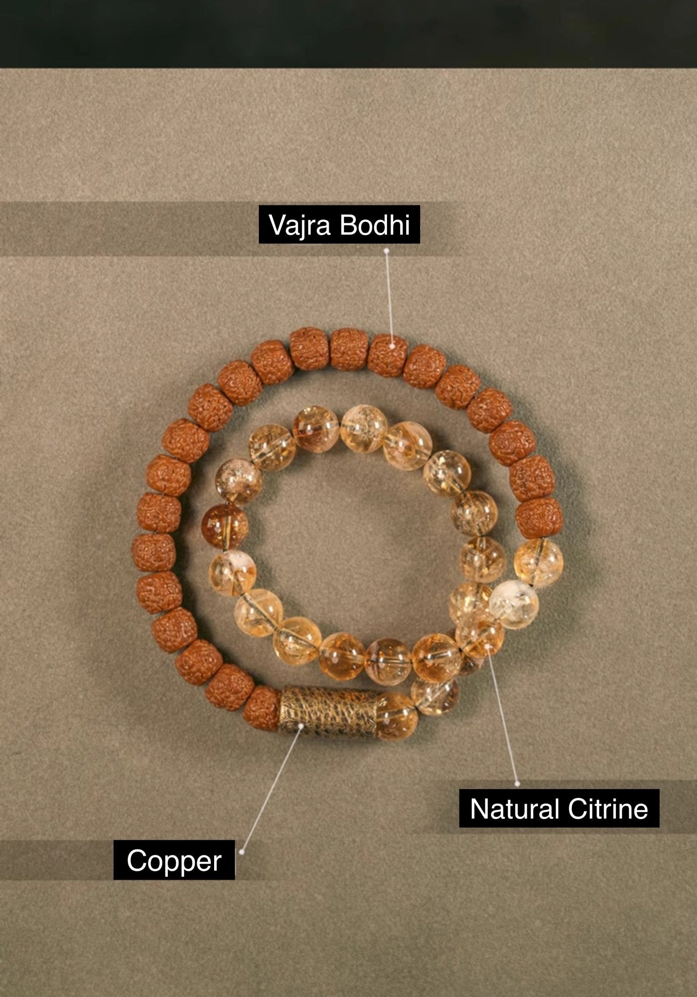 Chinese Citrine Vajra Bodhi Bracelet - jade jewelry - ORIENTGEM