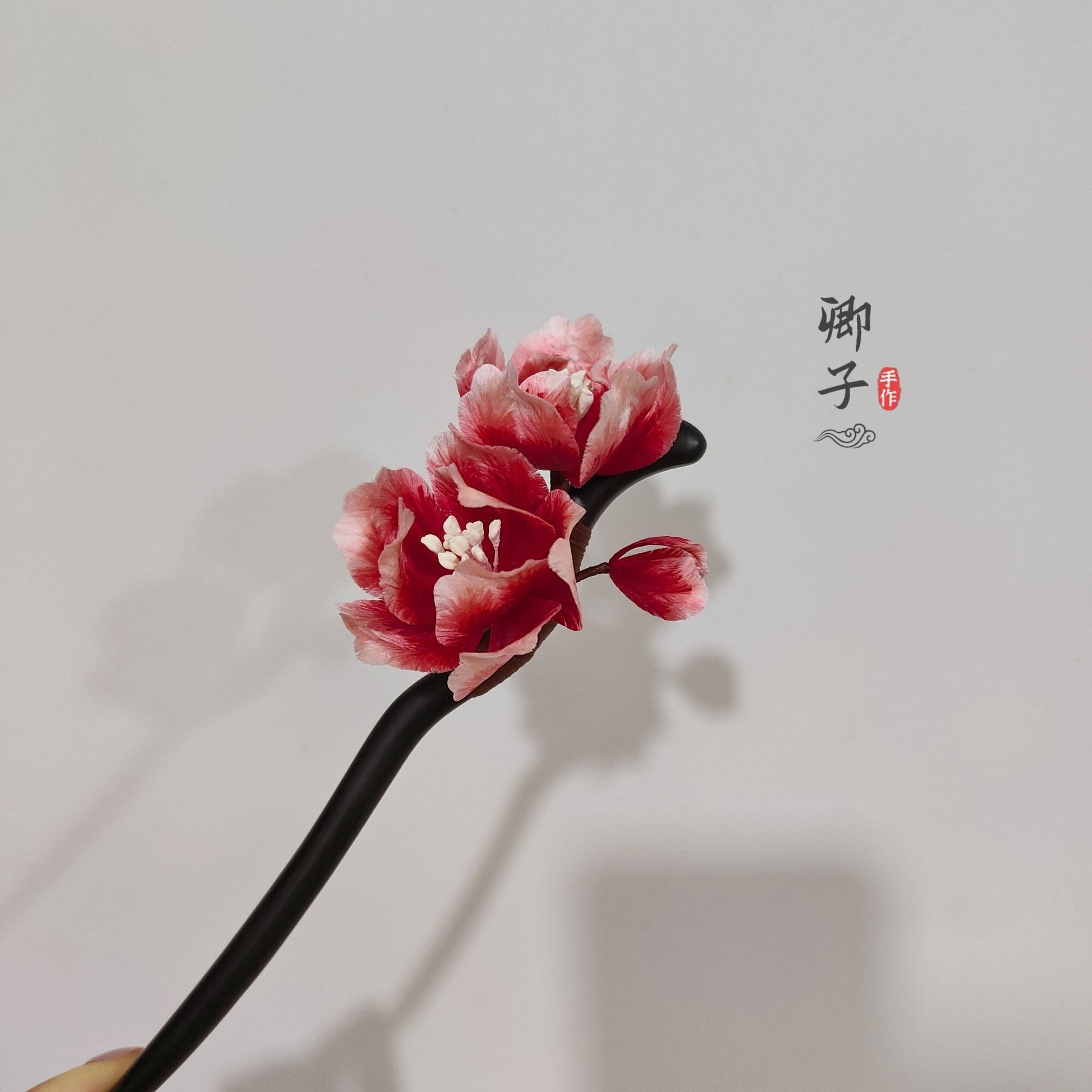 Ebony Velvet Flower Hairpin - Velvet Flower - ORIENTGEM