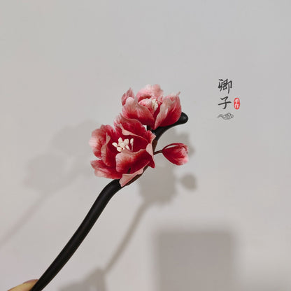 Ebony Velvet Flower Hairpin - Velvet Flower - ORIENTGEM