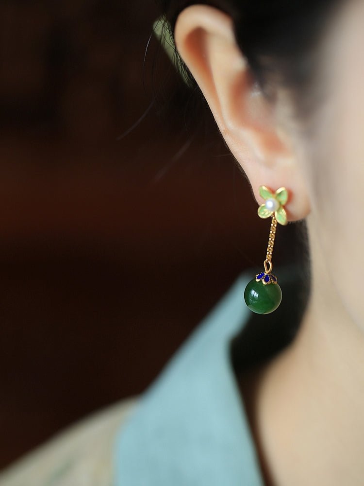 Four Leaf Clover Jade Earrings ｜ Stylish Jewelry - OrientGem