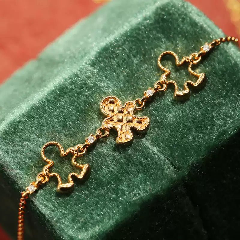 Gingerbread Man Gold-Plated S925 - jade jewelry - ORIENTGEM