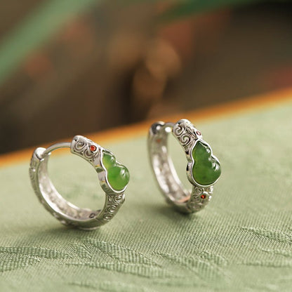 Gourd Circuit Jade Earrings | Jade Jewelry | Gold Plated Jewelry - ORIENTGEM