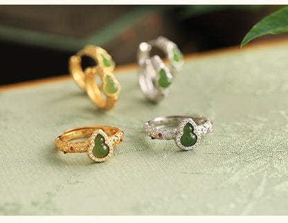 Gourd Circuit Jade Earrings | Jade Jewelry | Gold Plated Jewelry - ORIENTGEM