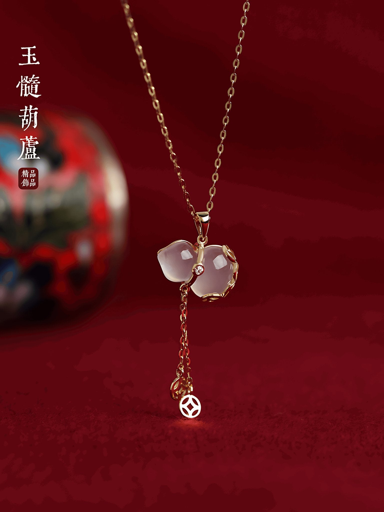 Gourd Jade Necklace, handcrafted natural stone necklace in jade jewelry