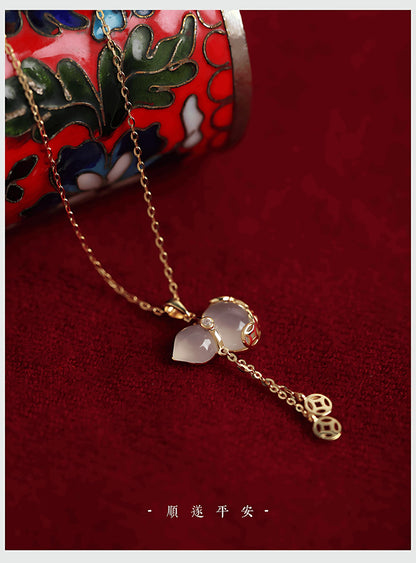 Gourd Jade Necklace, alternate view of the handcrafted natural stone necklace