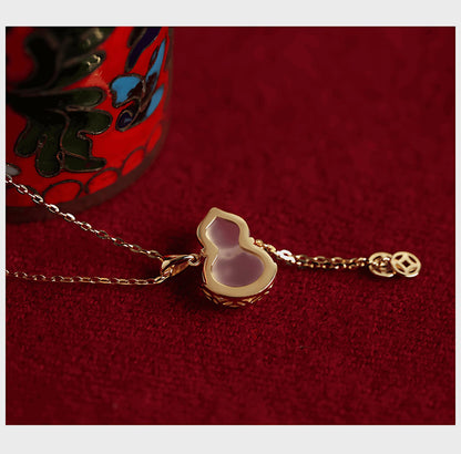 Gourd Jade Necklace, detail view of the handcrafted natural stone necklace