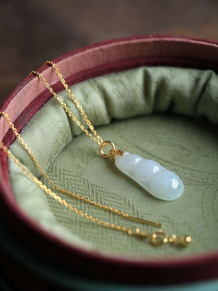 Grenn Bean Jade Necklace | Stylish Jade Jewelry - OrientGem