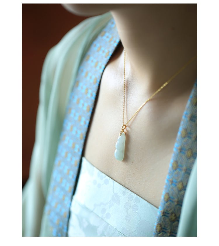 Grenn Bean Jade Necklace | Stylish Jade Jewelry - OrientGem