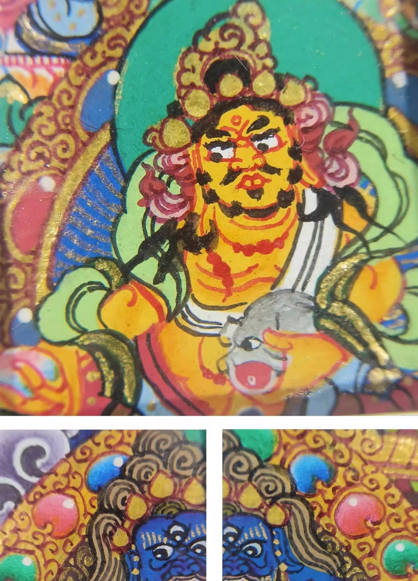 Hand - painted Regon Mahakala Thangka Necklace - OrientGem