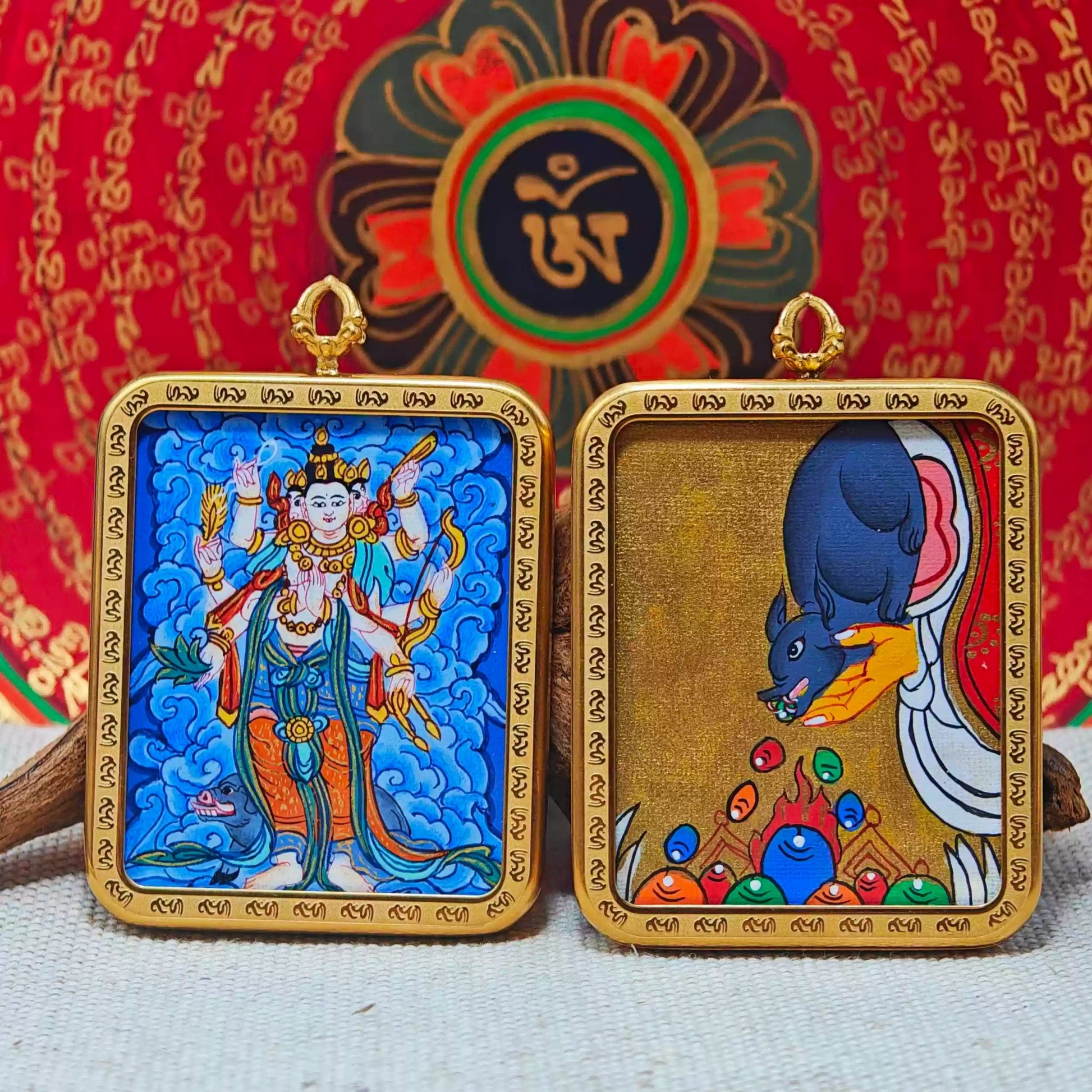 Hand - painted Tibet Maricideva Thangka Necklace - necklace - ORIENTGEM