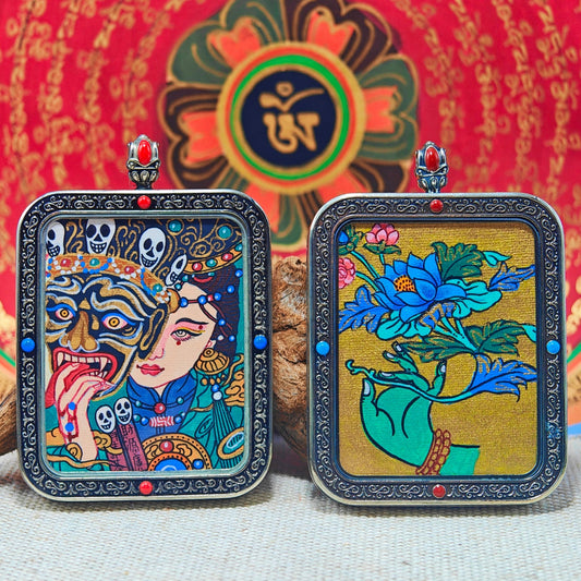 Hand - painted Zhakiram Thangka Necklace - OrientGem