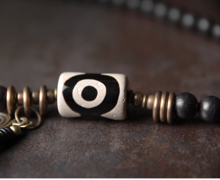 Chinese Handmade Ebony Wood Bracelets Bracelet, detail view of the handcrafted silver bracelet
