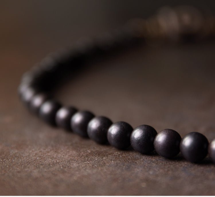 Chinese Handmade Ebony Wood Bracelets Bracelet, detail view of the handcrafted silver bracelet