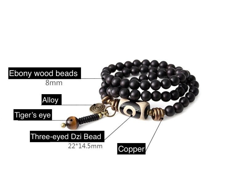 Chinese Handmade Ebony Wood Bracelets Bracelet, detail view of the handcrafted silver bracelet