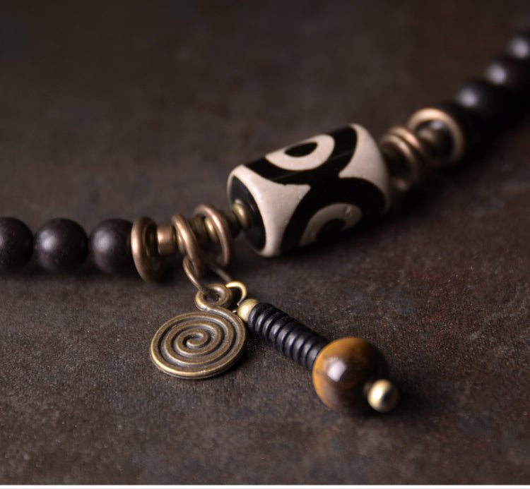 Chinese Handmade Ebony Wood Bracelets Bracelet, detail view of the handcrafted silver bracelet