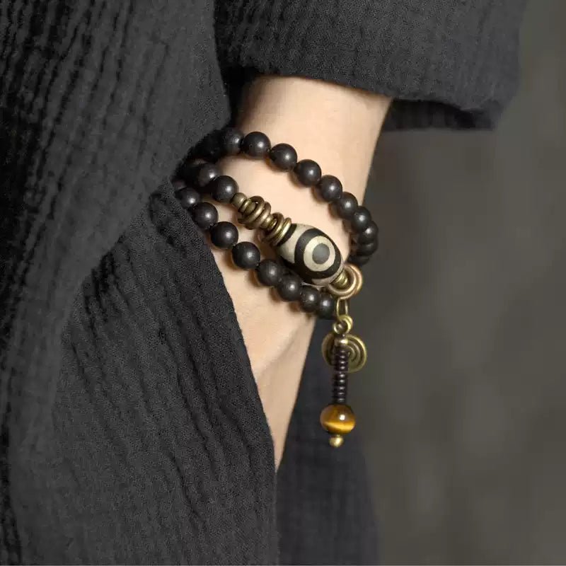 Chinese Handmade Ebony Wood Bracelets Bracelet, alternate view of the handcrafted silver bracelet