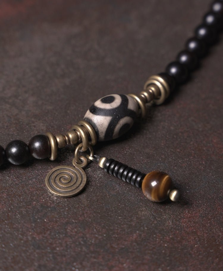 Chinese Handmade Ebony Wood Bracelets Bracelet, detail view of the handcrafted silver bracelet