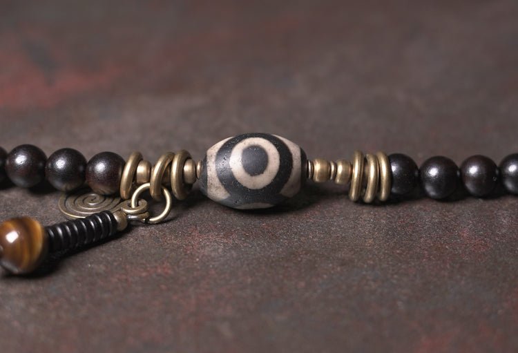 Chinese Handmade Ebony Wood Bracelets Bracelet, detail view of the handcrafted silver bracelet