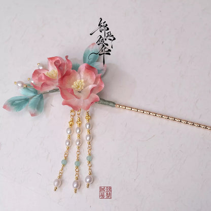Hanlu & Jushuang Handmade Silk Velvet Flower Hair Accessories, alternate view of the handcrafted silk velvet flower hairpin