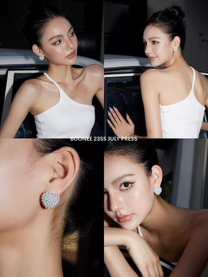 Heart Shaped Pearl Earrings - earring - ORIENTGEM