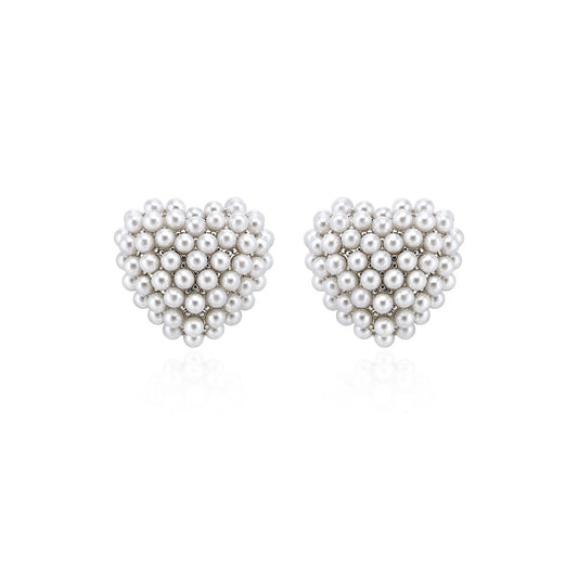 Heart Shaped Pearl Earrings - earring - ORIENTGEM