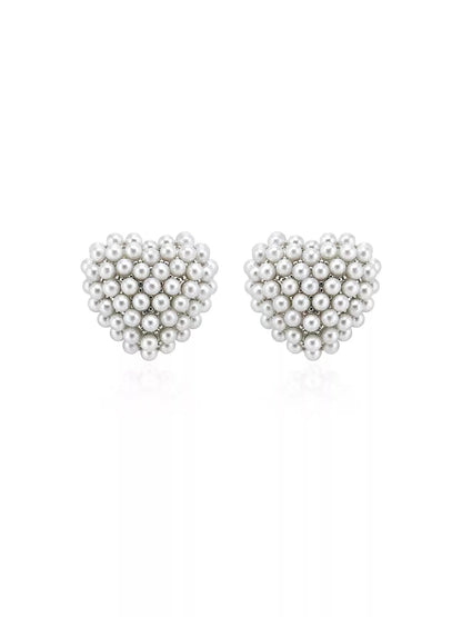 Heart Shaped Pearl Earrings - earring - ORIENTGEM