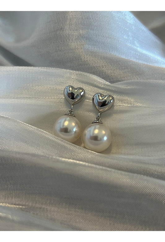 Heart Shaped Pearl Earrings - earring - ORIENTGEM