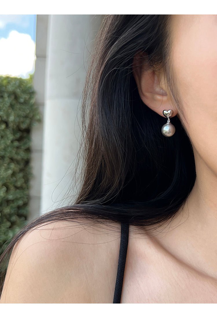 Heart Shaped Pearl Earrings - earring - ORIENTGEM