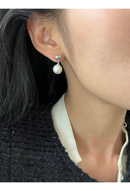 Heart Shaped Pearl Earrings - earring - ORIENTGEM