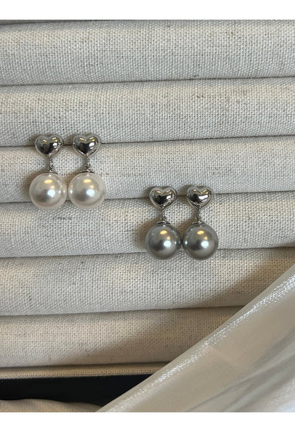 Heart Shaped Pearl Earrings - earring - ORIENTGEM