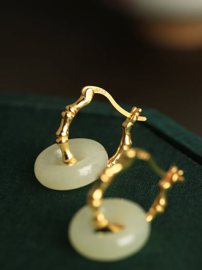 Hollow Circuit Jade Earrings | Jade Jewelry - Silver earring - Sterling Silver Earrings - Silver Jewelry -ORIENTGEM