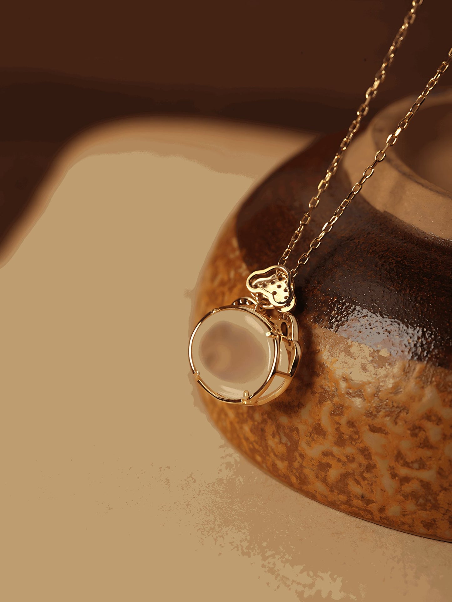 Immortality Jade Necklace, detail view of the handcrafted natural stone necklace