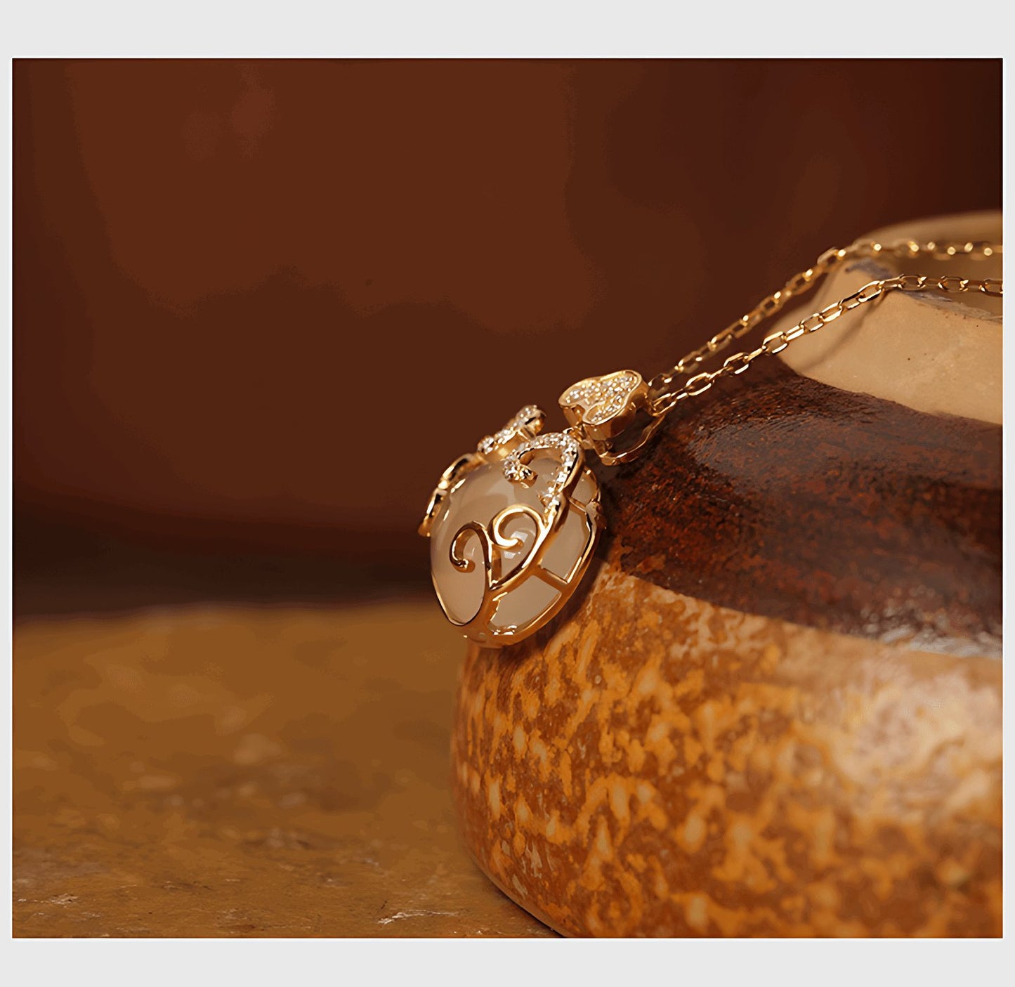 Immortality Jade Necklace, detail view of the handcrafted natural stone necklace