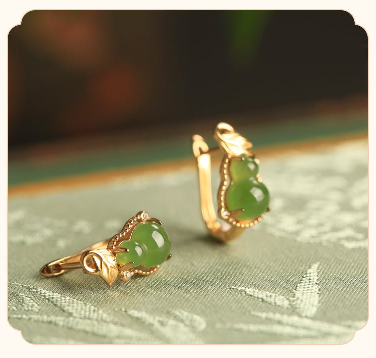 Jade Gourd Earrings |Chinese custom Jade Jewelry - OrientGem