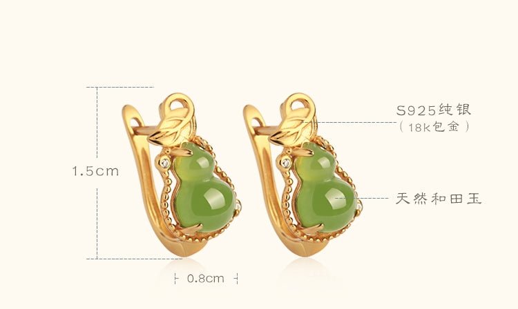 Jade Gourd Earrings |Chinese custom Jade Jewelry - OrientGem