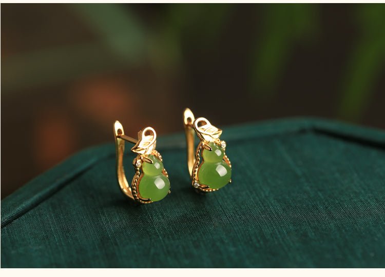 Jade Gourd Earrings |Chinese custom Jade Jewelry - OrientGem