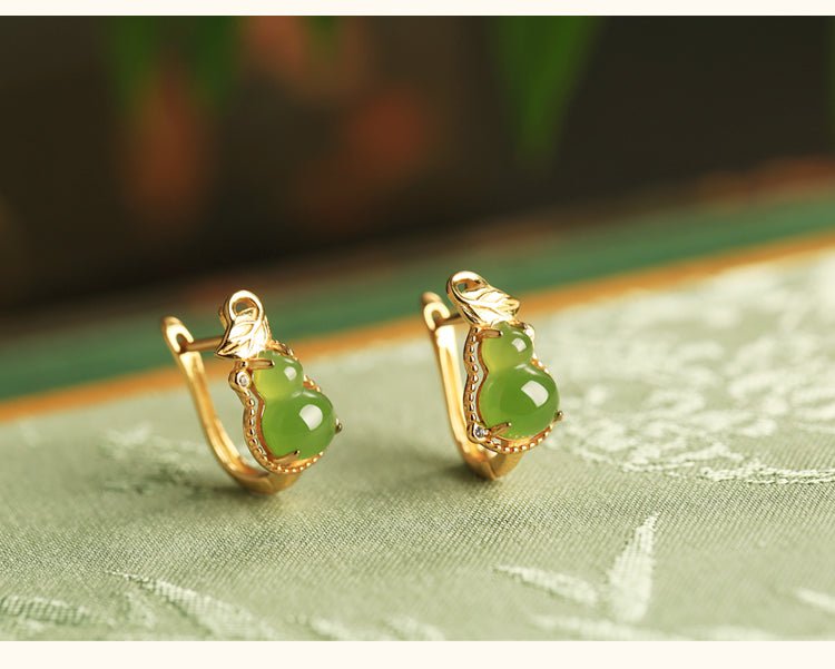 Jade Gourd Earrings |Chinese custom Jade Jewelry - OrientGem