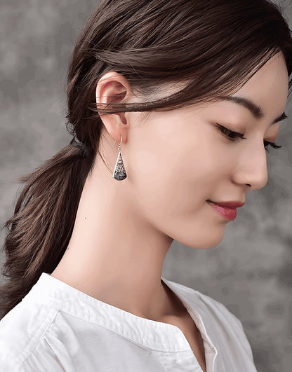 Lake Luna Silver Earrings, detail view of the handcrafted silver earrings