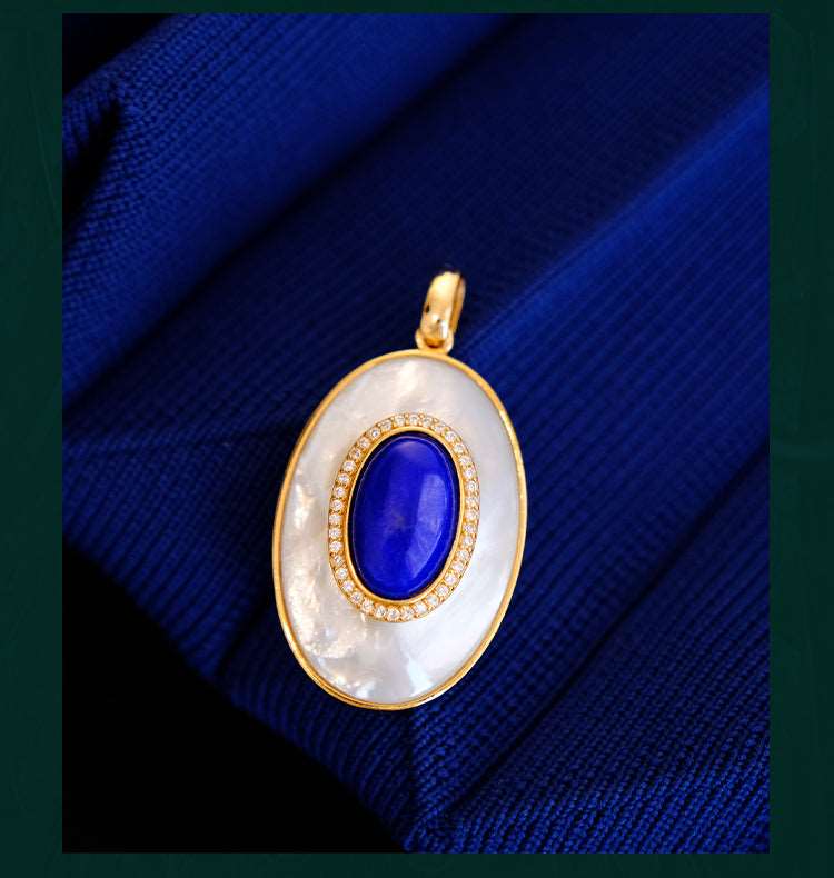 Lapis Lazuli Necklace, detail view of the handcrafted silver necklace