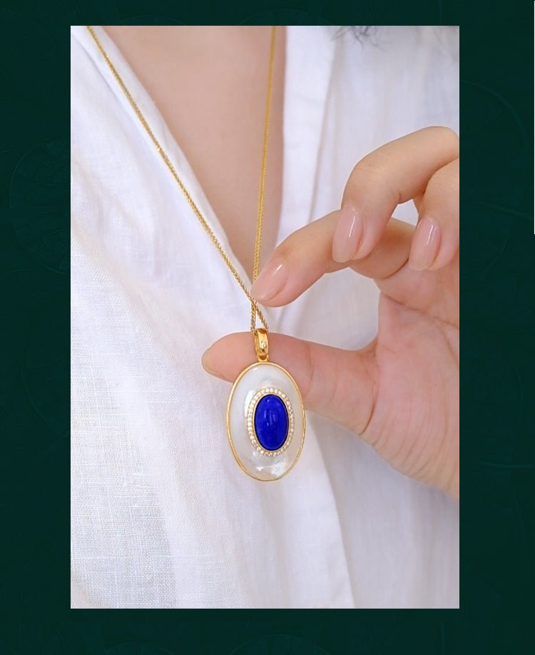 Lapis Lazuli Necklace, alternate view of the handcrafted silver necklace