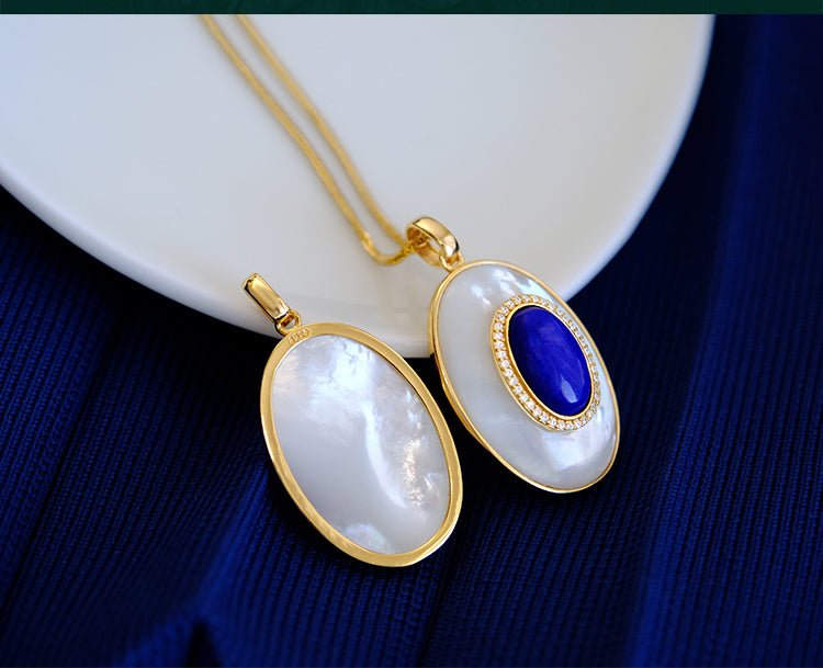 Lapis Lazuli Necklace, detail view of the handcrafted silver necklace