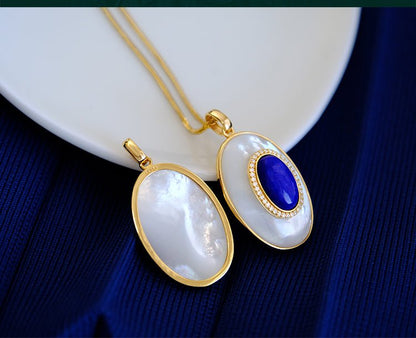 Lapis Lazuli Necklace, detail view of the handcrafted silver necklace